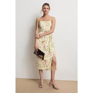 Adam Lippes x RTR Yellow Crepe Square Neck Midi Dress Size 0